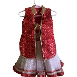 Baby Girl Birthday Party Red White Gold Ballerina Dress Sleeveless Coat | Sz 2T